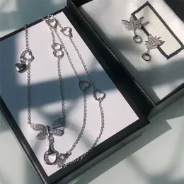 50% off designer jewelry bracelet necklace ring 925 sterlin diamond inlaid Butterfly pendant butterfly earrings female