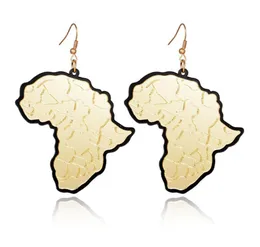 Trendy Fashion Gold Acrylic Africa Map Drop Earrings Classic Personality Statement Charm Earrings New Women Ear Jewelry8061509