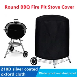 BBQ Tools Accessories 210d Round BBQ Cover Outdoor Fire Pit Stove Cover Oven Waterproof Weber Heavy Duty Cover Brazier Cover Barbecue Stove Cover 230601