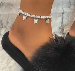 selling creative rhinestone small butterfly anklet simple temperament claw chain tassel foot decoration fashion beach jewelr9048073