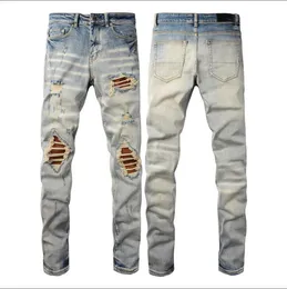 Jeans da uomo Jeans da motociclista strappati strappati Jean Pantaloni da motociclista da motociclista slim fit per uomo Fashion Designer Pantss Hip Hop Men #