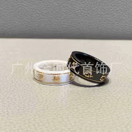 50% off designer jewelry bracelet necklace ring Ancient men's women's black White Ceramic Ring gold plated couple's ringnew jewellery