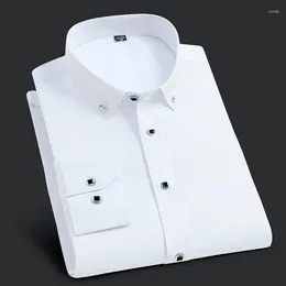 Men's Dress Shirts 2023 Men's Long-Sleeved Shirt Button Collar Business Solid Color Slim Fit Professional