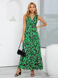 Casual Dresses Sweet Spring Summer Sexy Slip Long Dress Leopard Print Fashion Elegant V-neck Cocktail Cparty 2023