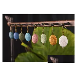 Dangle Chandelier 8 Colors Oval Lava Stone Earrings Per Essential Oil Diffuser Natural Ethnic Accessories Jewelry For Women Drop De Dh8Mb
