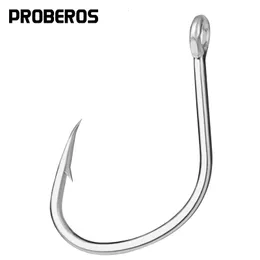 Fishing Hooks PROBEROS Saltwater Fishing Hook Matte Tin Single Hooks 1/0#-2/0#-3/0#-4/0#-5/0# High-Carbon Steel Fishhook High Strength Hooks 230601