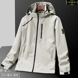plus size coat Spring and Autumn Stone Men's Jacket island Stand Collar Hooded Solid Men's Casual Windproof Outdoor Is land Jacket Coat New 7XLfa660