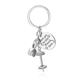 Schlüsselanhänger „I Love You To The Moon Back“-Anhänger, Fitness-Langhantel-Schlüsselanhänger, Schmuck, Geschenke, Mode-Accessoires, Drop-Lieferung, Dhfsa