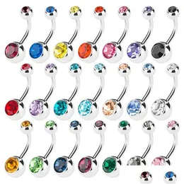 Nabel Klingelknopf Ringe 316L Chirurgenstahl Kristall Strass Bauchnabelpiercing Ring Körperschmuck Piercing 50 Teile/los Drop Lieferung Dhhte