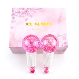 Tillbehör Stora skönhet Ice Hockey Energy Crystal Ball Facial Cooling Ice Globes Water Wave Face and Eye Massage Skin Care 2st With Box