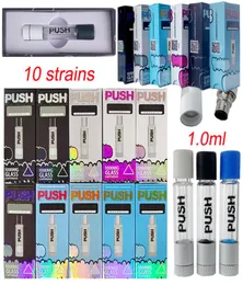 PUSH Glass Cartridges Vape Cartridge Packaging 10ml Atomizers Ceramic Coil Empty Vapes Pens Dab Wax Vaporizer Carts 510 Thread At4863142