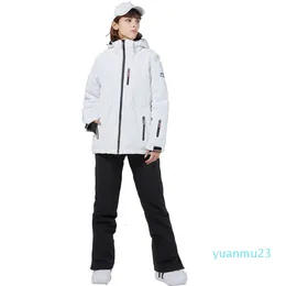 Andra sportvaror Pure White Ski Jackets Strap Pant's Snow Wear Clothing Snowboard Sques Set Waterproof Windsecture Winter Costume For Girl