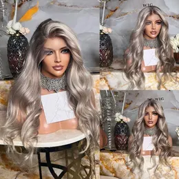 Pre Plucked Body Wave Lace Front Wig Human Hair Ash Blonde Ombre Wigs Transparent 360 Hd Lace Frontal Wig Synthetic For Women