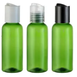 Recipiente de garrafas cosméticas PET vazias verdes 50 peças/50 ml com tampa de pressão, garrafas plásticas de tamanho de viagem 50cc com tampas de rosca Clássico