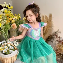 Giyim Setleri 2023 Yaz Kızlar Uçan Kollu Denizkızı Prenses Elbise Çocuk Yabancı Stil Partisi Performans Peri Etek Takım 230601