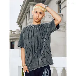 メンズTシャツラインTシャツストリートウェアヴィンテージシャツY2K衣類特大2023春と夏のトップスTEES R69