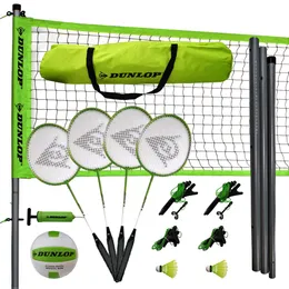 Conjunto combinado de badminton de vôlei com vara de aço, gramado, verde preto