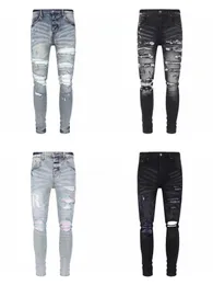 Herren Jeans Distressed Motorrad Biker Jeans Rock Skinny Slim Ripped Hole Brief Top Qualität Marke Hip Hop Denim Pants30-40