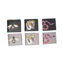 Högkvalitativ djur kort plånbok läder svart orm tiger bi plånböcker kvinnor herr stil handväska plånbok korthållare med kort presentförpackning