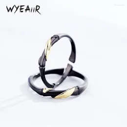 Cluster Rings WYEAIIR 925 Sterling Silver Couple Sweet Romantic Gift Bamboo Festival Resizable Opening Ring For Women Luxury Jewelry