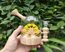 Narguilés 63 polegadas Waterwheel Silicone Glass Bong com Percolator Fun Wheel Mini Bongs Dab Rig Oil Rigs 14Mm Glass Bowl7182420