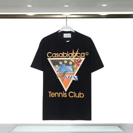 高級デザイナーTシャツカサブランデザイナーメンズウーマンTシャツ逆三角形プリントコットンカジュアルブラックホワイトTシャツスリーブカサブランストリートウェアTシャツ