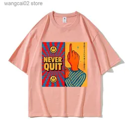 Men's T-Shirts Hip Hop Streetwear Harajuku T Shirt Japanese NEVER QUIT Print Tshirt Men Summer Short Sleeve T-Shirt Cotton Loose Tops Tees T230602