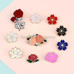 Romantische Blumen-Serie Emaille-Pins, süße rote Rose, Kirschblüte, Lotus-Broschen, Damenschmuck, Anstecknadel, Abzeichen, Jahrestagsgeschenke