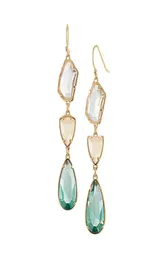 Fashion gold plated crystal stone dangle earrings water drop geometry crystal gemstone earrings for women jewelry1974007
