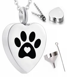 Whole heartshaped dog paw print ashes urn souvenir pendant necklace to commemorate pet funeral3257287