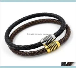 Weave Leather Silver Gold Magnetic Clasp Braid Wristband Cuff Women Men Fashion Jewelry Will And Sandy Drop Ship Q7Dwe Charm Brace1632141