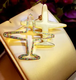 Bling Bling Rhinestone Airplane Brooch Women Crystal Aircraft Brooch Suit Lapel Pin Fashion Jewelry Accessories for Gift Party5025618