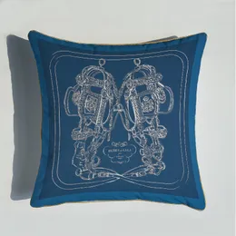 Luxury 45*45cm Deluxe Modern Embroidery Blue Horse Designer Pillow Case Sofa Cushion Cover Home Bedding For Sofa 2023070609