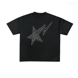 Men's T Shirts Unisex Y2K Summer Men's T-Shirt Fashion Graphics Star Print Man Goth Tshirt Sport Grunge Gothic Short Sleeve Oversized