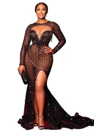 2023 May Aso ebi Black Mermaid Prom Drees Beaded Sexy Evening Formal Party Second Party Second Reception Agreement Gowns 드레스 Robe de Soiree ZJ340