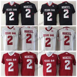 NCAA College Texas Am Aggies Football 2 Johnny Manziel Jersey Homem Crianças Homem Juventude Red Bordeira Branca Branca Bordado e Costura para Fãs do Esporte