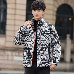 Plus Size Custom All Over Print Bomber Bubble Men's Fashion Puffer Jacket Padded Hooded Down Winter Jacket SLGD