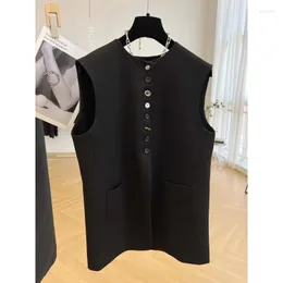 Women's Suits Black Vests Women Spring Vintage Sleeveless Outwear Office Lady Leisure M-3XL Loose Temperament Fashion Chic All-match Blazers