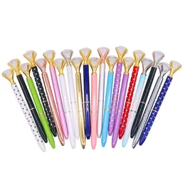 Crystal Metal Kawaii Ballpoint Pen Big Gem Ball Pens with Large Diamond Fashion School Office Supplies