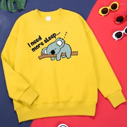 Herrtröjor jag behöver mer sömn lat koala tryck man hoodie mode kvalitet all-match överdimensionerade kläder sport bekväma streetwear