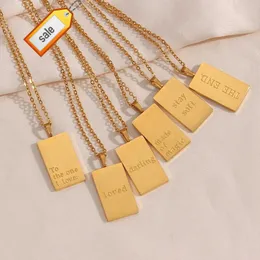 Collana con ciondolo a lettera quadrata personalizzata per targhetta da donna Collana con ciondolo in acciaio inossidabile placcato oro
