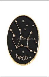 Pins Brooches Jewelry Twee Constellations Round Brooch Pin Gold Letters Circle Alloy Cor Badges Women Backpack Sweater Bag Hat Clo5565506