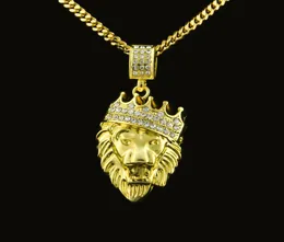 2018 Mens Hip Hop Jewelry Iced Out 18K Gold Plated Fashion Bling Bling Lion Head Pendant Men Necklace Gold Filled For GiftPre8891564
