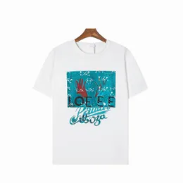 LVMH Summer LOE Men's T-shirt Loeweelies with Alphabet Print Short Sleeve Marca De Lujo Espanola Men's Loose Casual Trend Top Clothing Street Short Sleeve 872