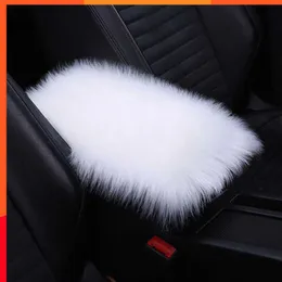 New Auto Center Console Cover Console Cover Armrest Pads Warm Winter Sheepskin Wool Car Armrest Seat Box Pad Cushion Protector