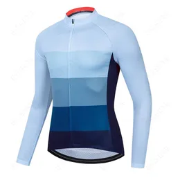 Cykelskjortor toppar Mens Cykling Long Jersey Autumn Clothing Cycling Jersey White Bike LongeChes Team Bicycle Clothes Mallot Ciclismo Hombre 230601