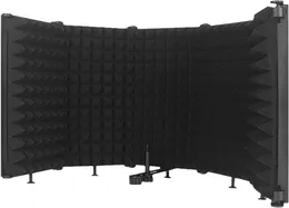 Mikrofoner Mikrofonisoleringssköld 3/5-panel Studio MIC Sound Absorbering Foam Reflector Folding Panel för inspelningsutrustning M