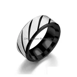 Band Rings 316L Stainless Steel Cross Grain Twill Ring Black Gold Blue Tail Finger Couple For Women Men Lovers Jewelry Drop Delivery Dh0Jo
