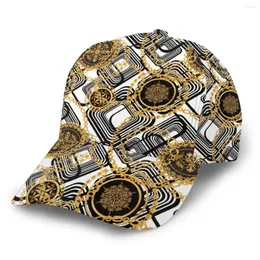 Ball Caps NOISYDESIGNS High Quality Baseball Hat Cap Golden Flowers Prints European Floral Casual Hats Snapback Fashion For Women