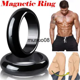 Band Rings Natural Hematite Magnetic Ring for Women Men Black Hematite Healing Energy Therapy Ring Weight Loss Slimming Health Care Jewelry J230602